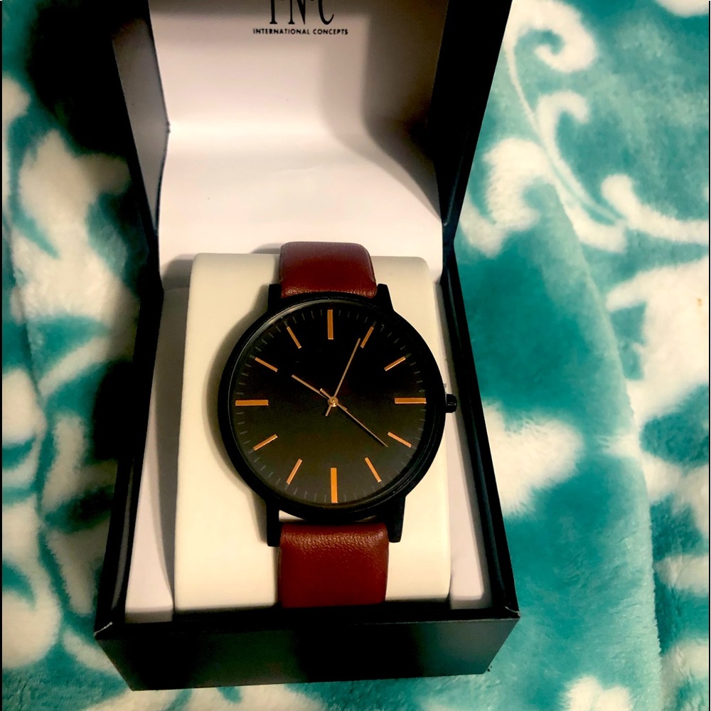 Mens Watch Brown Leather Strap